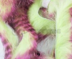 Hareline Magnum Cut Tiger Barred Zonkers - Funky Fly Tying -Fly Fishing Supplies Store Hareline Magnum Cut Tiger Barred Zonkers Pink Brown over Chartreuse 2