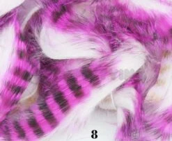 Hareline Tiger Barred Rabbit Zonker Strips - Funky Fly Tying -Fly Fishing Supplies Store Hareline Magnum Cut Tiger Barred Zonkers hot Pink Black over White